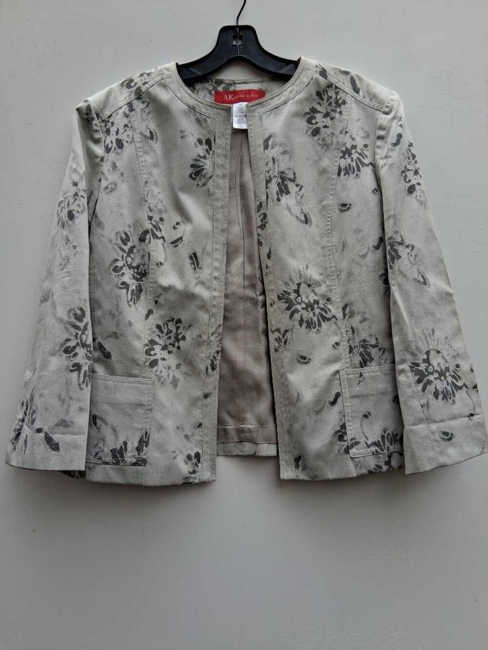 AK Anne Klein open front cotton blazer/jacket, light gray (size 10)